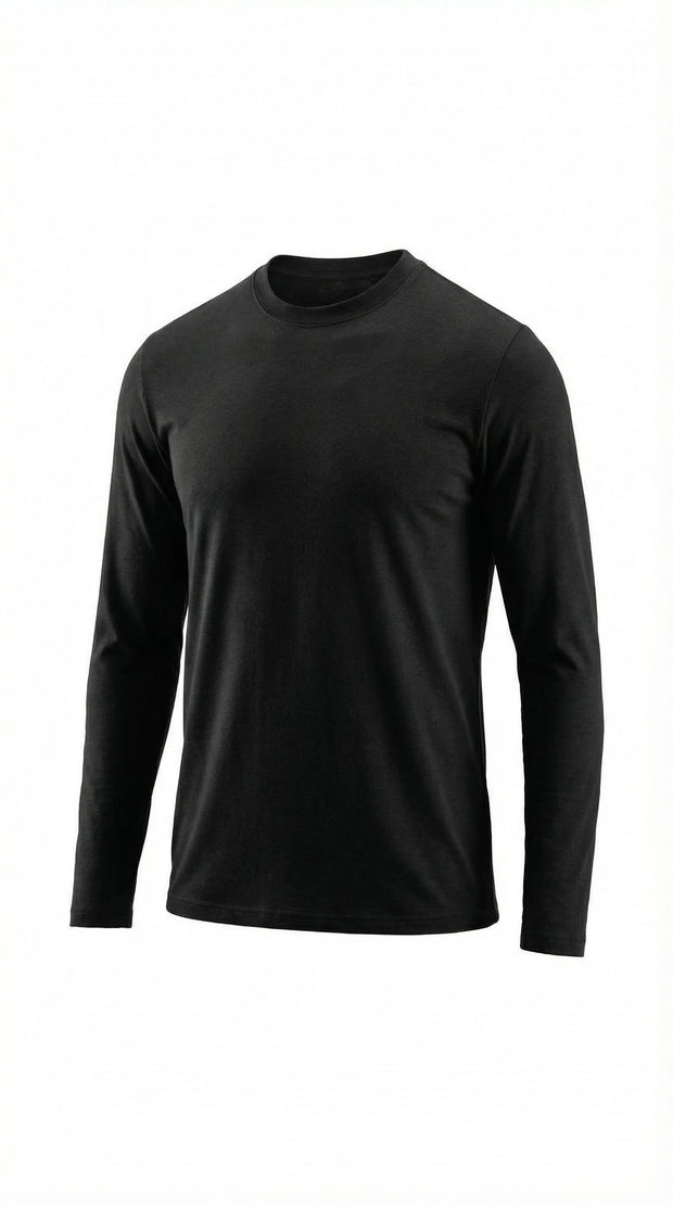 Black long-sleeve shirt on a white background