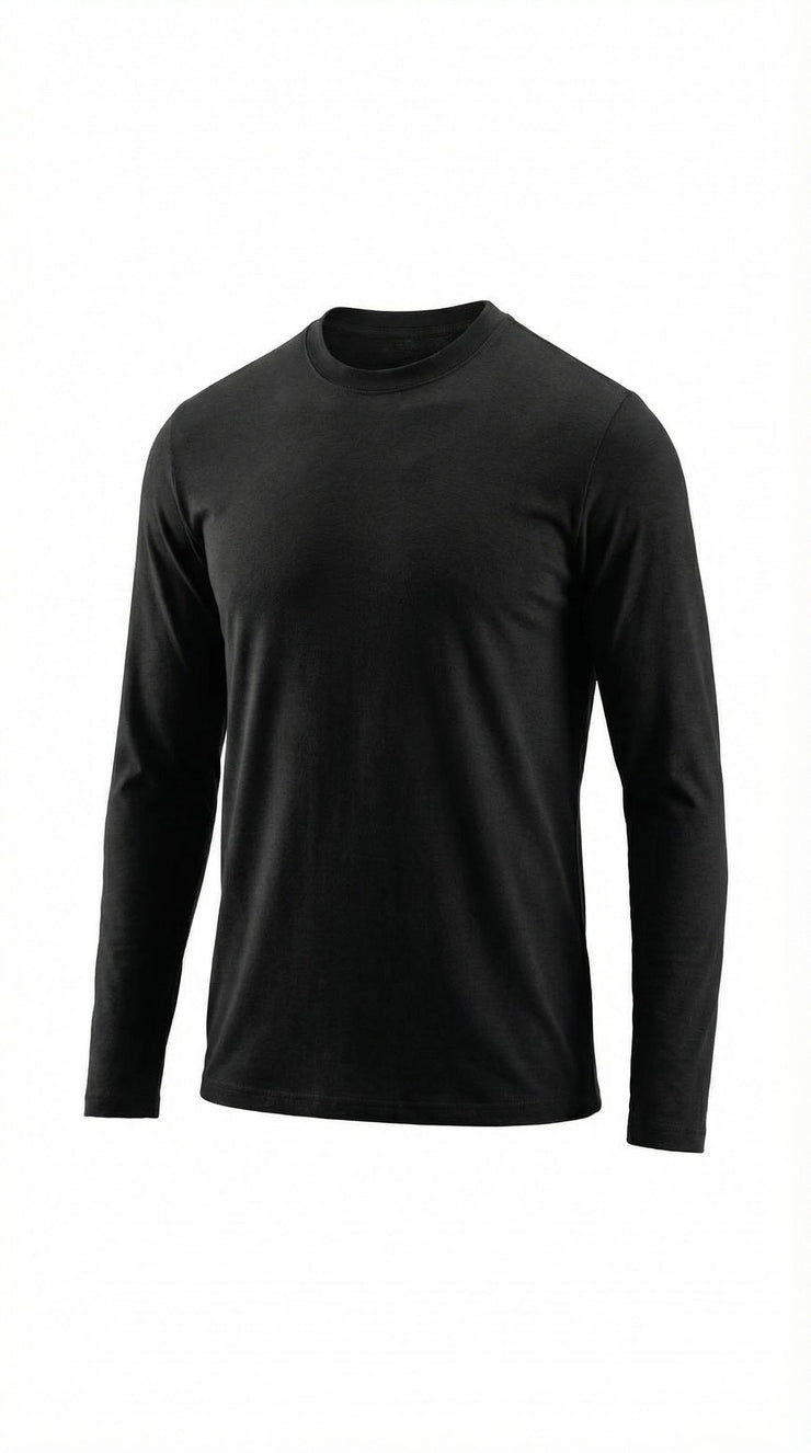 Black long-sleeve shirt on a white background