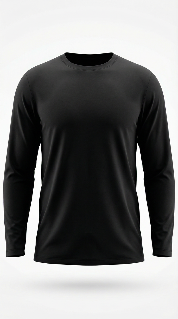 Black long-sleeve shirt on a white background