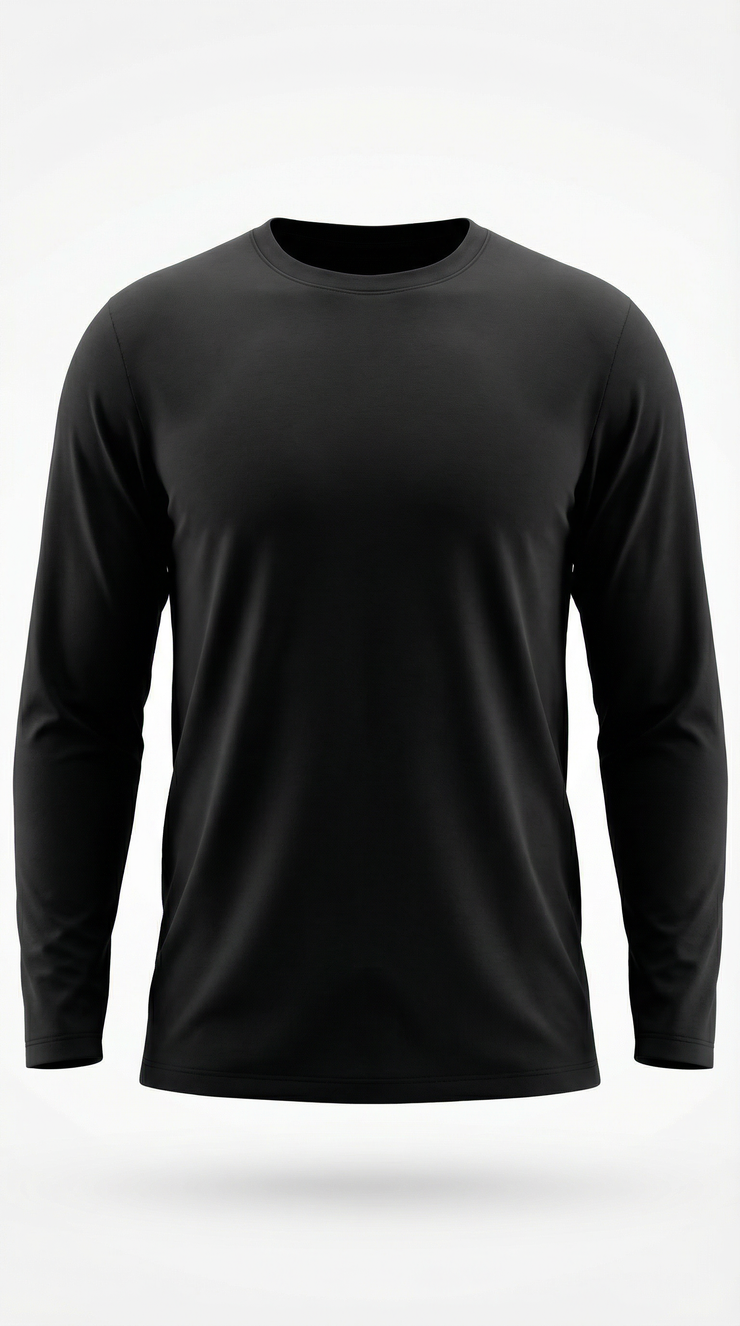 Black long-sleeve shirt on a white background